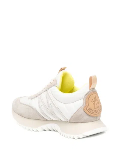 Moncler Pacey Sneakers In Nylon And Suede Leather. In White