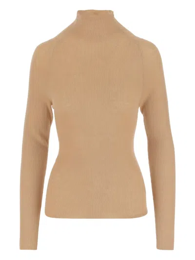 Aspesi Ribbed High-neck Sweater In Neutral