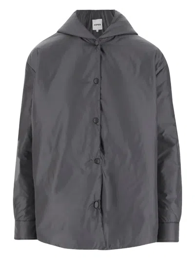 Aspesi Tailored Minimalist Jacket With Classic Collar And Button Closures In Gray