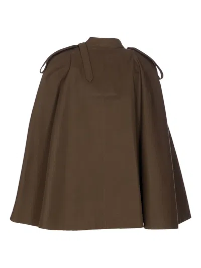 Burberry Cotton Cape With Traditional Check Lining In Brown