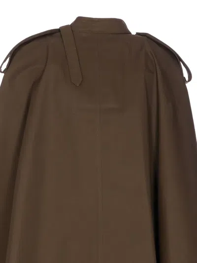 Burberry Cotton Cape With Traditional Check Lining In Brown