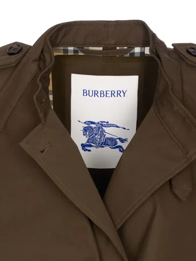 Burberry Cotton Cape With Traditional Check Lining In Brown