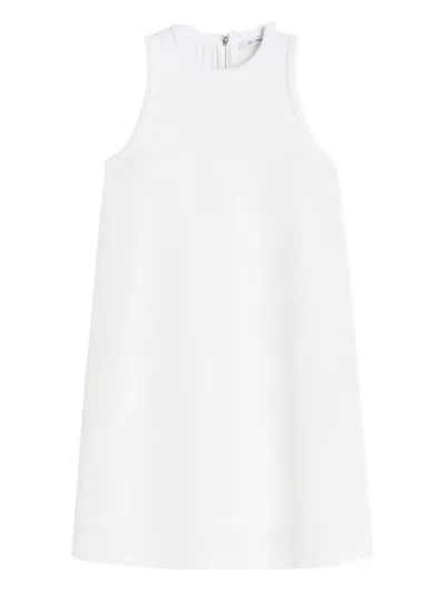 Max Mara Flared Technical Mesh Dress In White