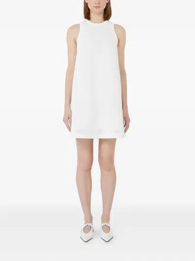Max Mara Flared Technical Mesh Dress In White