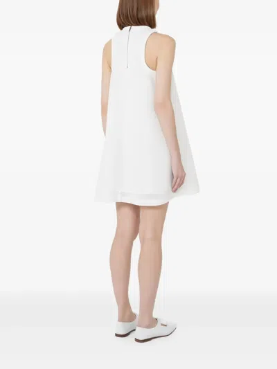 Max Mara Flared Technical Mesh Dress In White