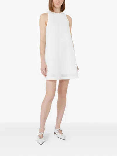 Max Mara Flared Technical Mesh Dress In White
