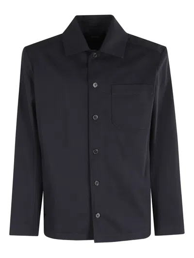 Apc A.p.c. Button-up Jacket With Structured Collar And Chest Pocket In Blue