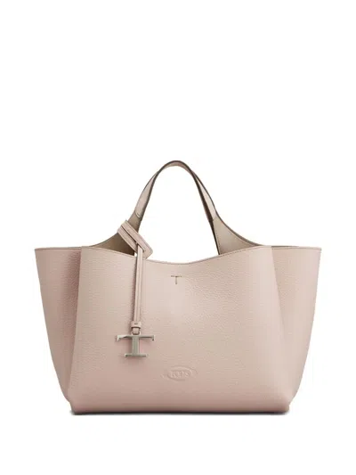 Tod's Natural Leather Mini Tote In Neutral
