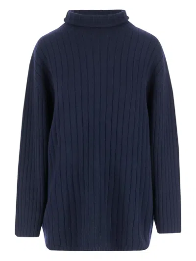 Aspesi Ribbed Wool Sweater In Blue