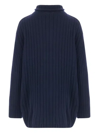 Aspesi Ribbed Wool Sweater In Blue