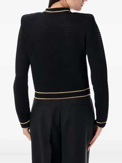 Balmain Ribbed Texture Buttoned Knit Cardigan In Black