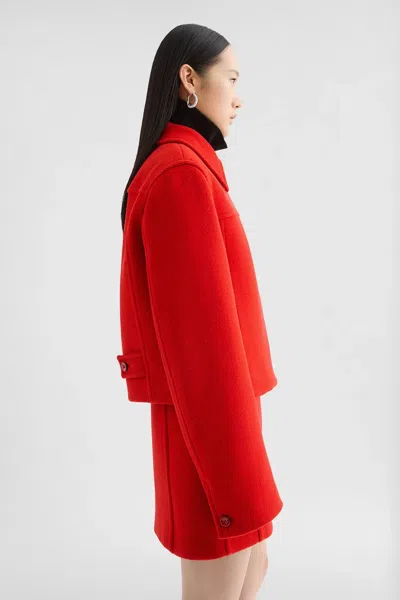 Jil Sander Cropped Boxy Wool Jacket In Red