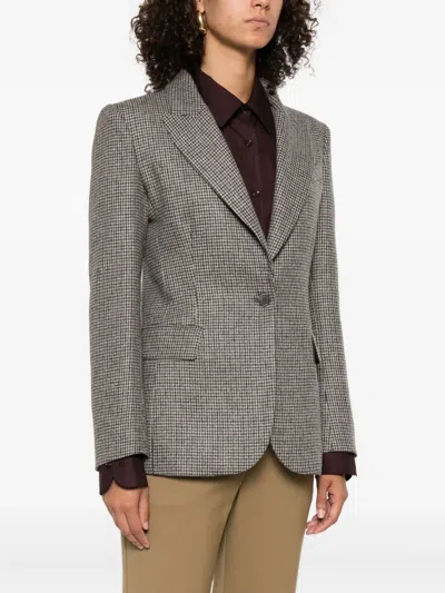 P.a.r.o.s.h Houndstooth Single-breasted Blazer In Brown