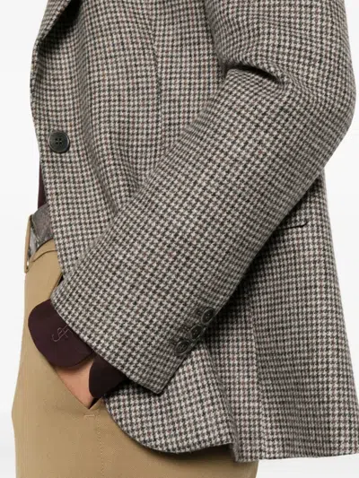 P.a.r.o.s.h Houndstooth Single-breasted Blazer In Brown