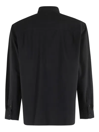Apc A.p.c. Logo-embroidered Long-sleeved Shirt In Black