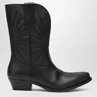 Golden Goose Wish Star Pointed Toe Western Boot In Black