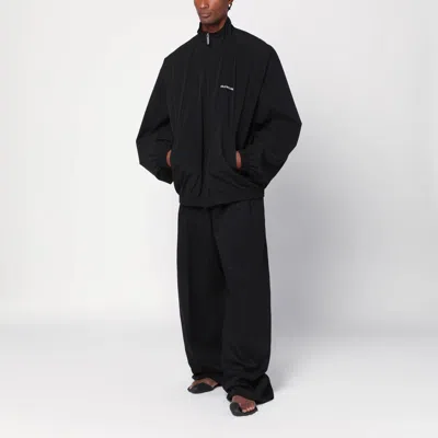 Balenciaga Men Black High Neck Sweatshirt With Logo Lettering On Front And Rear In Tech Fabric Man