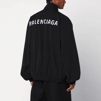 Balenciaga Men Black High Neck Sweatshirt With Logo Lettering On Front And Rear In Tech Fabric Man