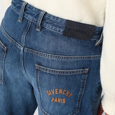 Givenchy Straight Jeans Dark Blue Washed Effect Men In Blue