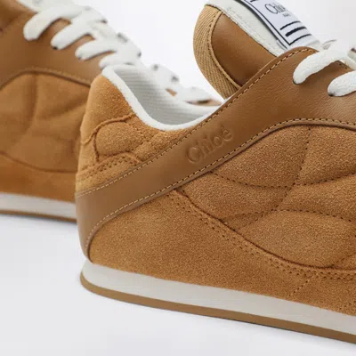 Chloé Kick Suede Leather Sneakers In Brown