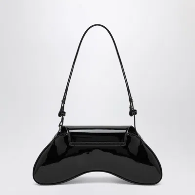 Diesel Curved Black Play Clutch With Glossy Finish And Magnetic Closure In Black