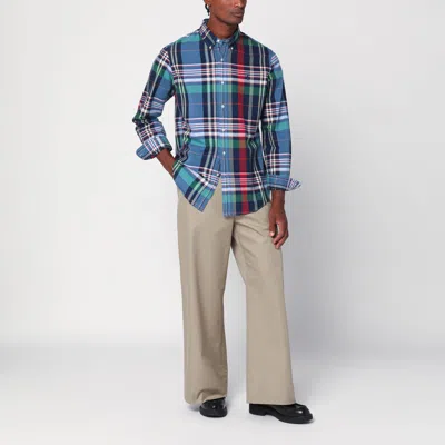 Polo Ralph Lauren Check Pattern Shirt Custom-fit In Blue