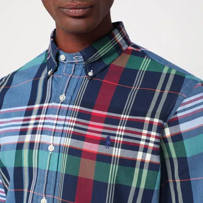 Polo Ralph Lauren Check Pattern Shirt Custom-fit In Blue