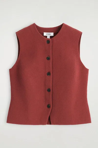 Cos Knittedcottonwaistcoat In Red