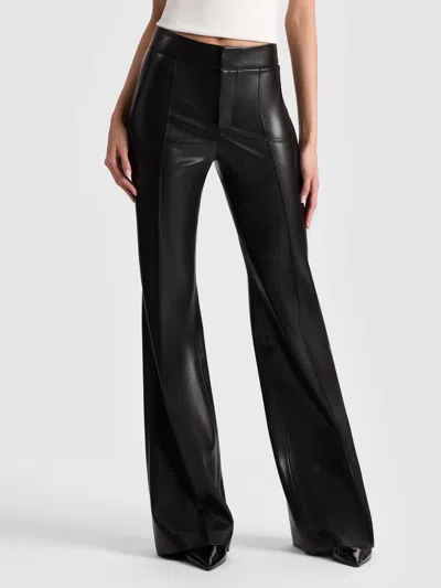 Alice And Olivia Olivia Black Flared Faux Leather Trousers