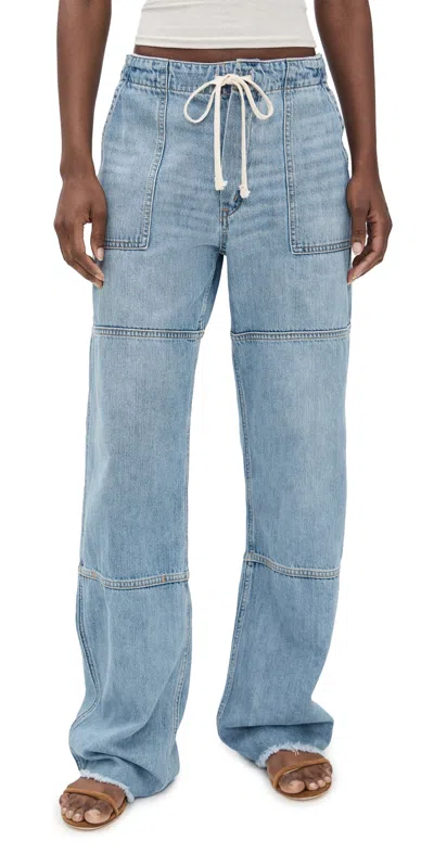 Re/done Beach Mid-rise Straight-leg Jeans In Blue