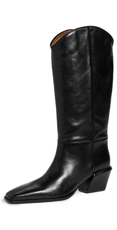 Paris Texas Bettina Leather Pointed Toe Boots 50mm In Black