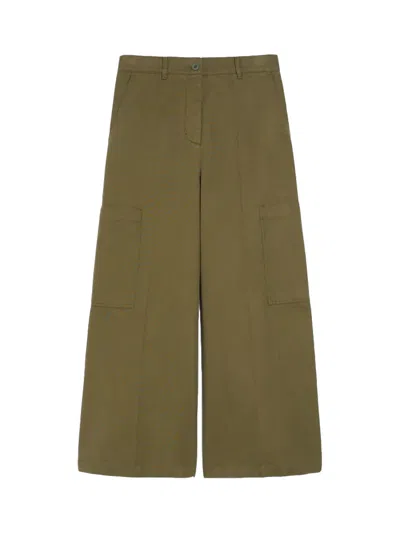 Maxmara Weekend Weekend Maxmara Cotton Canvas Quiz Trousers Khaki