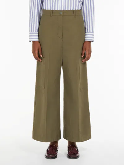 Maxmara Weekend Weekend Maxmara Cotton Canvas Quiz Trousers Khaki