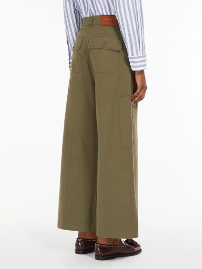 Maxmara Weekend Weekend Maxmara Cotton Canvas Quiz Trousers Khaki