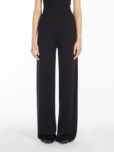 Max Mara Girotta Rib Knit Straight Pants In Black