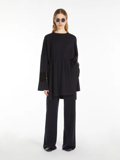 Max Mara Girotta Rib Knit Straight Pants In Black