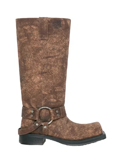 Acne Studios 35mm Balius Coated Denim Biker Boots