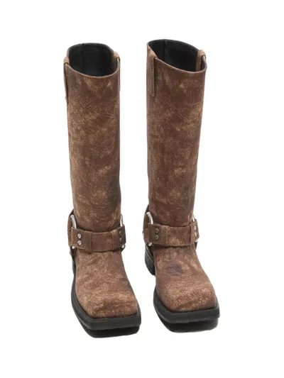 Acne Studios 35mm Balius Coated Denim Biker Boots