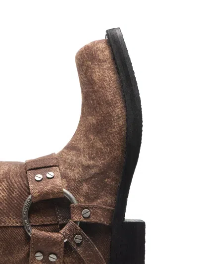 Acne Studios 35mm Balius Coated Denim Biker Boots