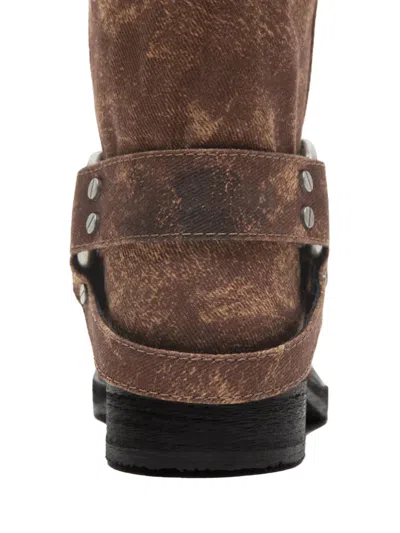 Acne Studios 35mm Balius Coated Denim Biker Boots