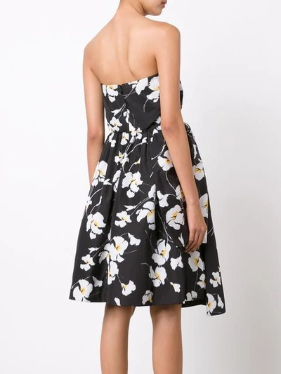 Shop Oscar De La Renta Orchid Print Strapless Dress