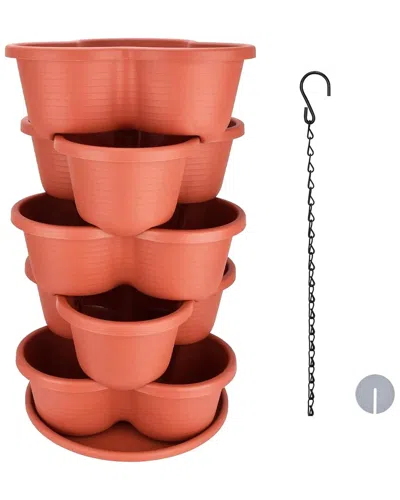 Fresh Fab Finds 5-tier Vertical Stackable Planter Garden Tower In Orange
