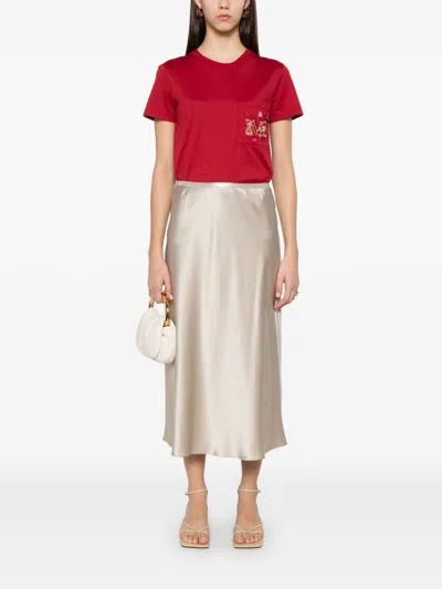 Max Mara Maxmara Women Nunzio - Short-sleeved T-shirt With Pocket And Embroidery In Red
