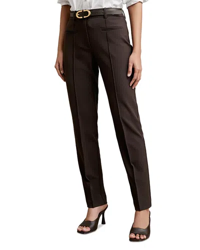 Reiss Womens Chocolate Brown Claude Pinched-seam Flared-leg High-rise Stretch-woven Trousers In Brown