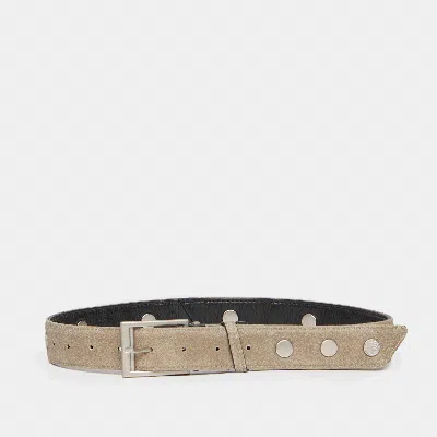 Hammitt Charlie Reversible Riveted Belt Black Pew Brushed Silver Sml