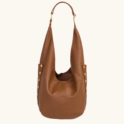 Hammitt Tom Zip Mahogany Pebble Brushed Gold Red Zip Lrg In Brown