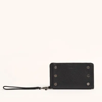 Hammitt Bryant Wallet Noir Diamond Suede Gunmetal Sml In Black
