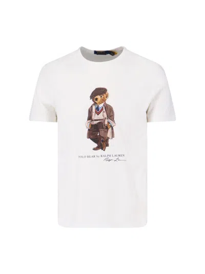 Polo Ralph Lauren White Polo Bear T-shirt Custom Slim-fit In White