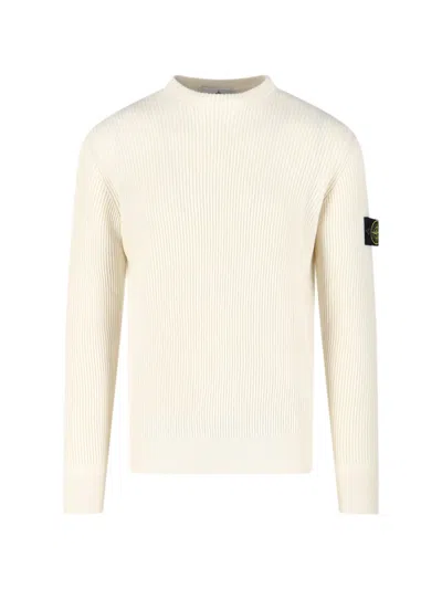 Stone Island Mens Ivory Brand-patch Crewneck Cotton-fleece Sweatshirt Xxl In White