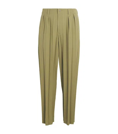 Issey Miyake Pleated Edge Ensemble Trousers In Green